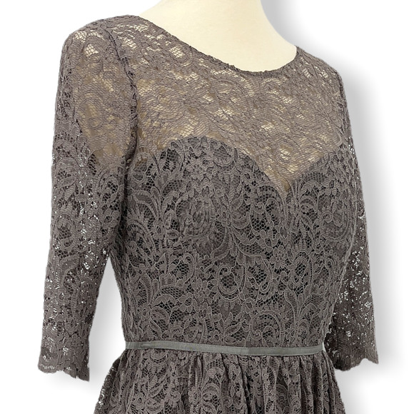 Jenny Yoo Dress Womens 12 Gray Marquis Lace A Line Formal Cocktail Ladies - Picture 5 of 11